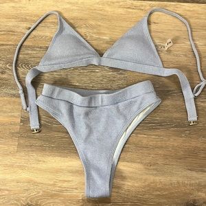 ShEIN polyester light blue bikini set